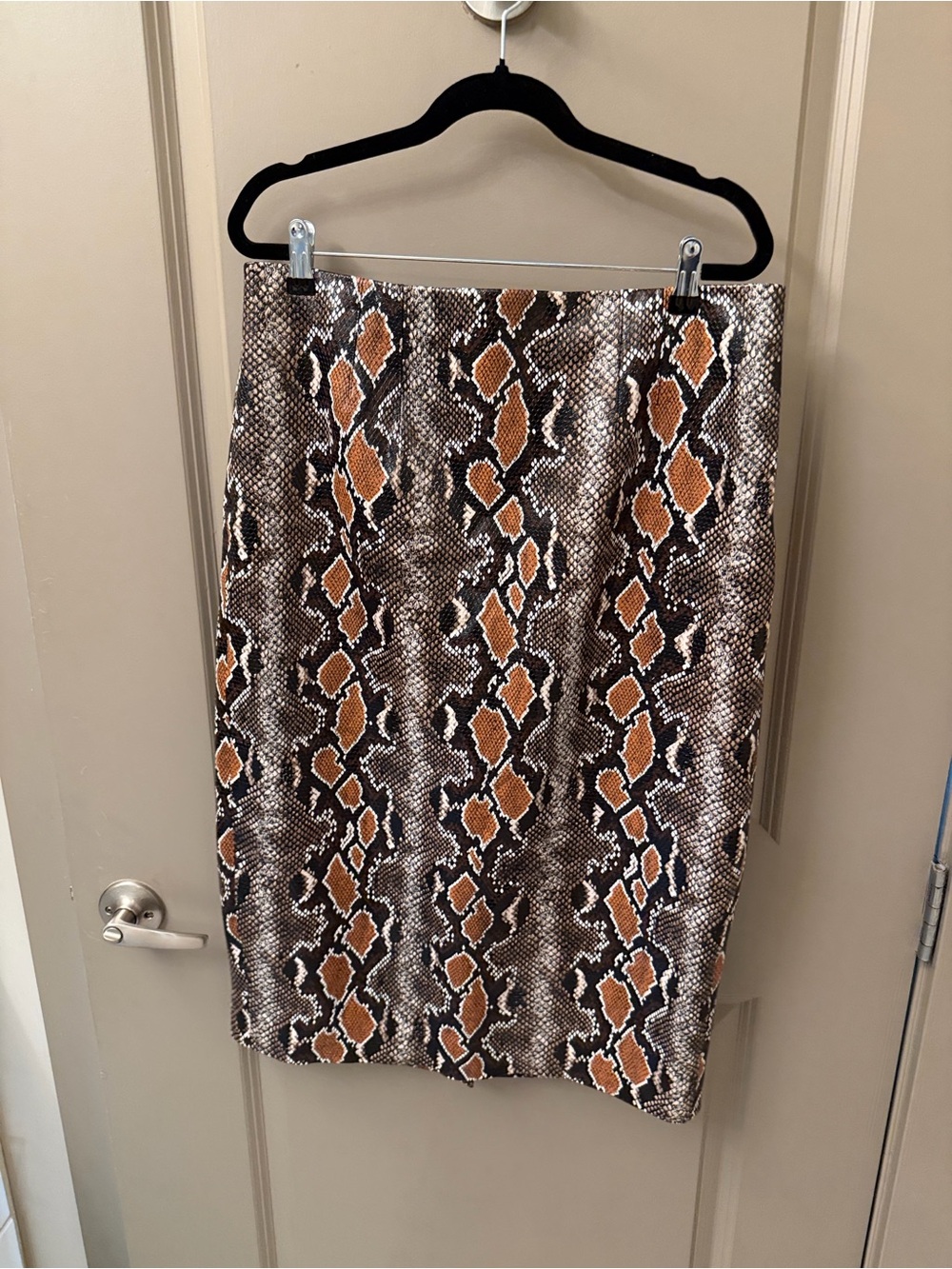 Veronica Beard Snake-Print Pencil Skirt in Brown & Tan